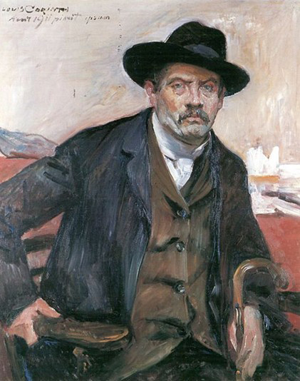 Lovis Corinth Selbstportrat mit schwarzem Hut und Stock